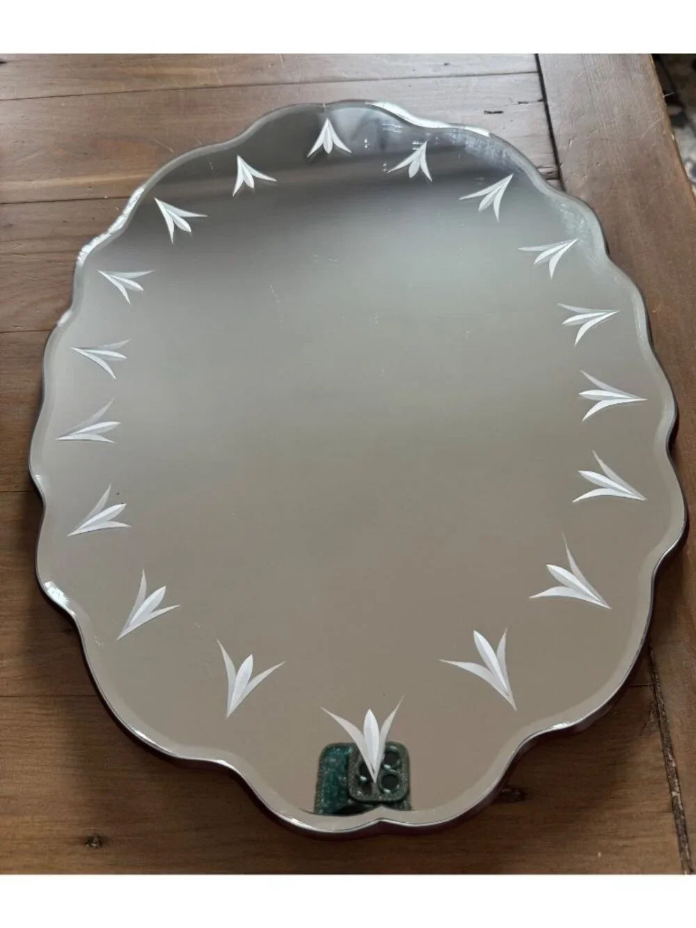 Scalloped Edge Etched Glass Vanity Mirror 12